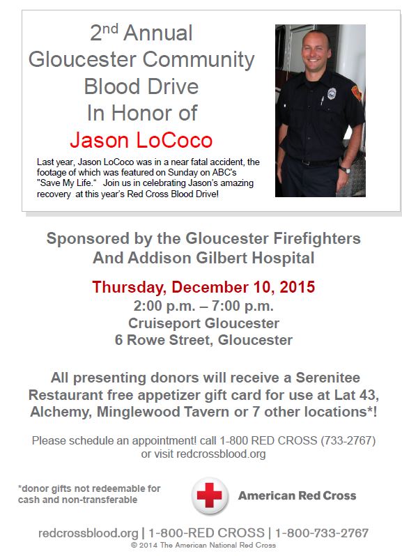 December Gloucester Community Blood Drive