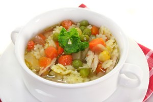Chicken soup with noodles and vegetables